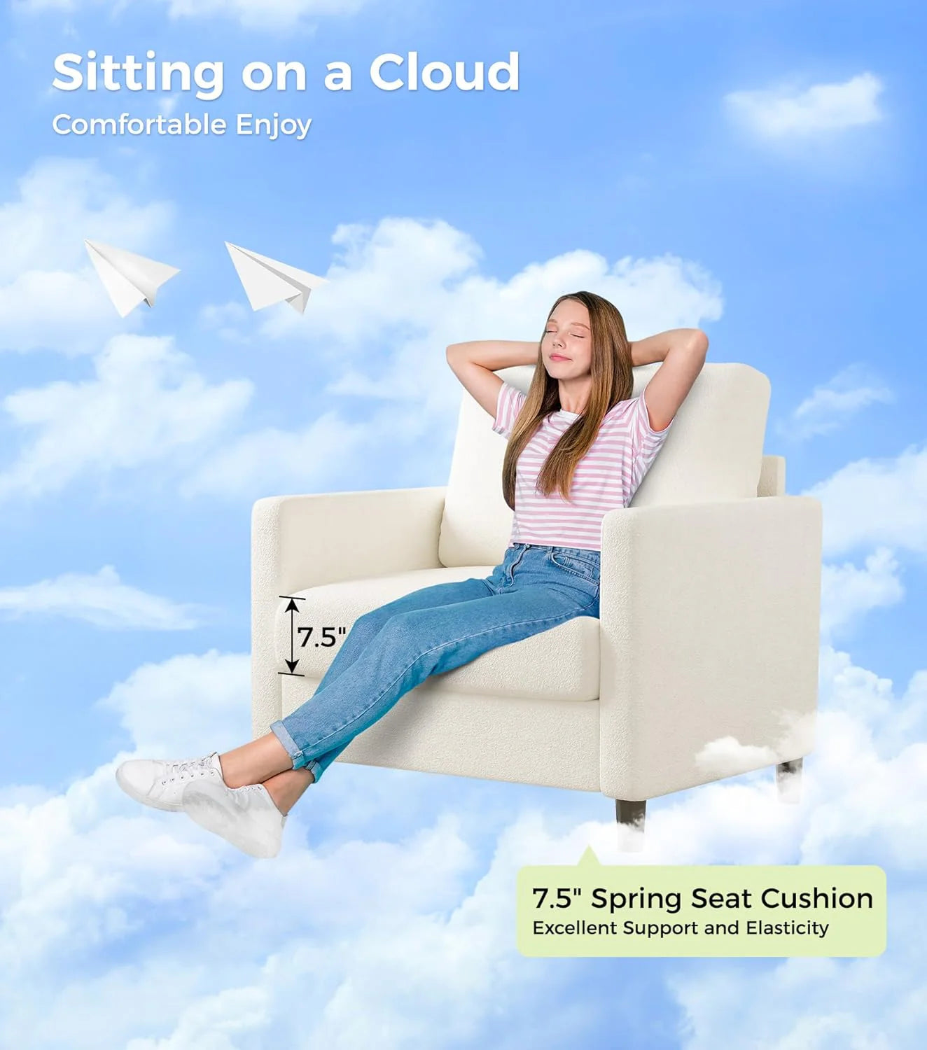 Loveseat Sofa 51" Love Seat Comfy Corduroy Small Loveseat Small Spaces Tool-Free Setup Couch