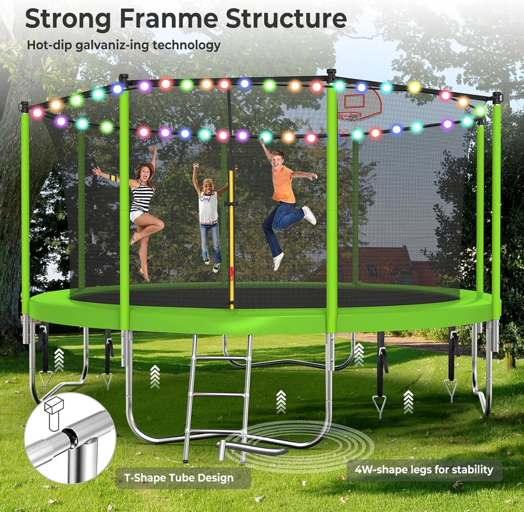 Upgraded 16Ft Trampoline with Basketball Hoop & Net