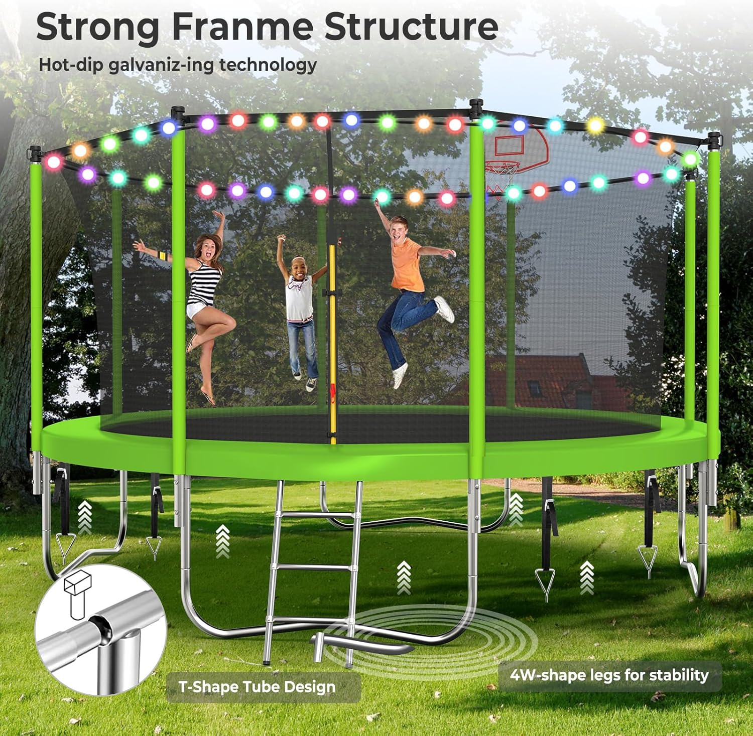 Upgraded 16Ft Trampoline with Basketball Hoop & Net