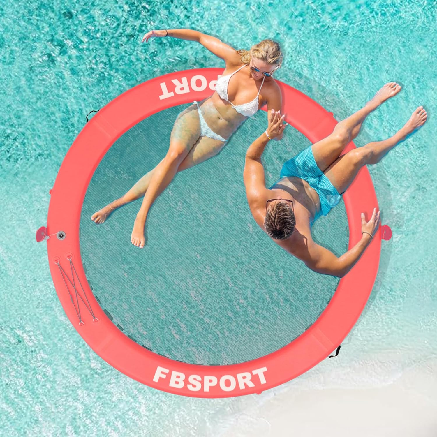 Inflatable Dock Floating Platform 8ft Inflatable Water Hammock Floating Deck for Lake W/Cupholder Round Floating Ring Float Ring Pool Float Raft Lounger Island Platform Pad