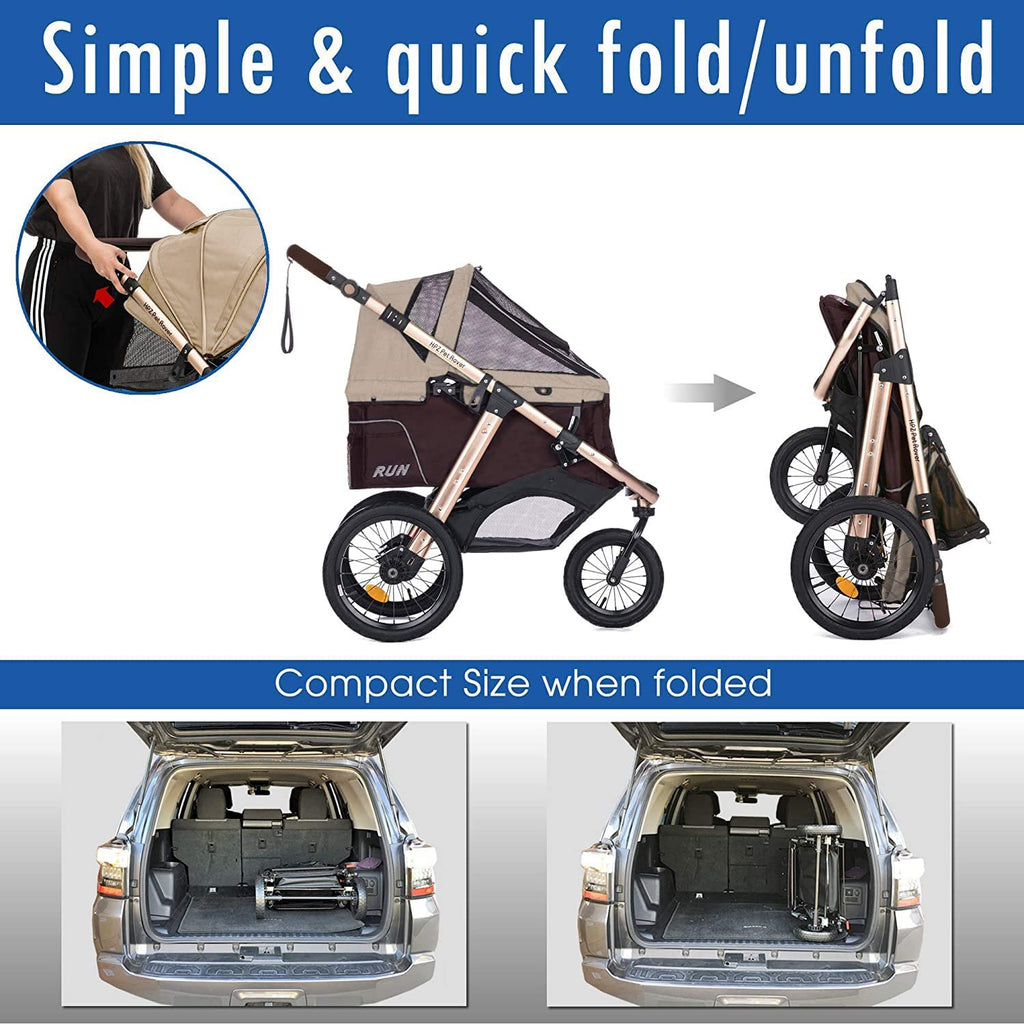Jogging Sports Stroller with Comfort Rubber Wheels/Zipper-Less Entry/1-Hand Quick Fold/Aluminum Frame for Small/Medium Dogs Cats and Pets (Green Camo)