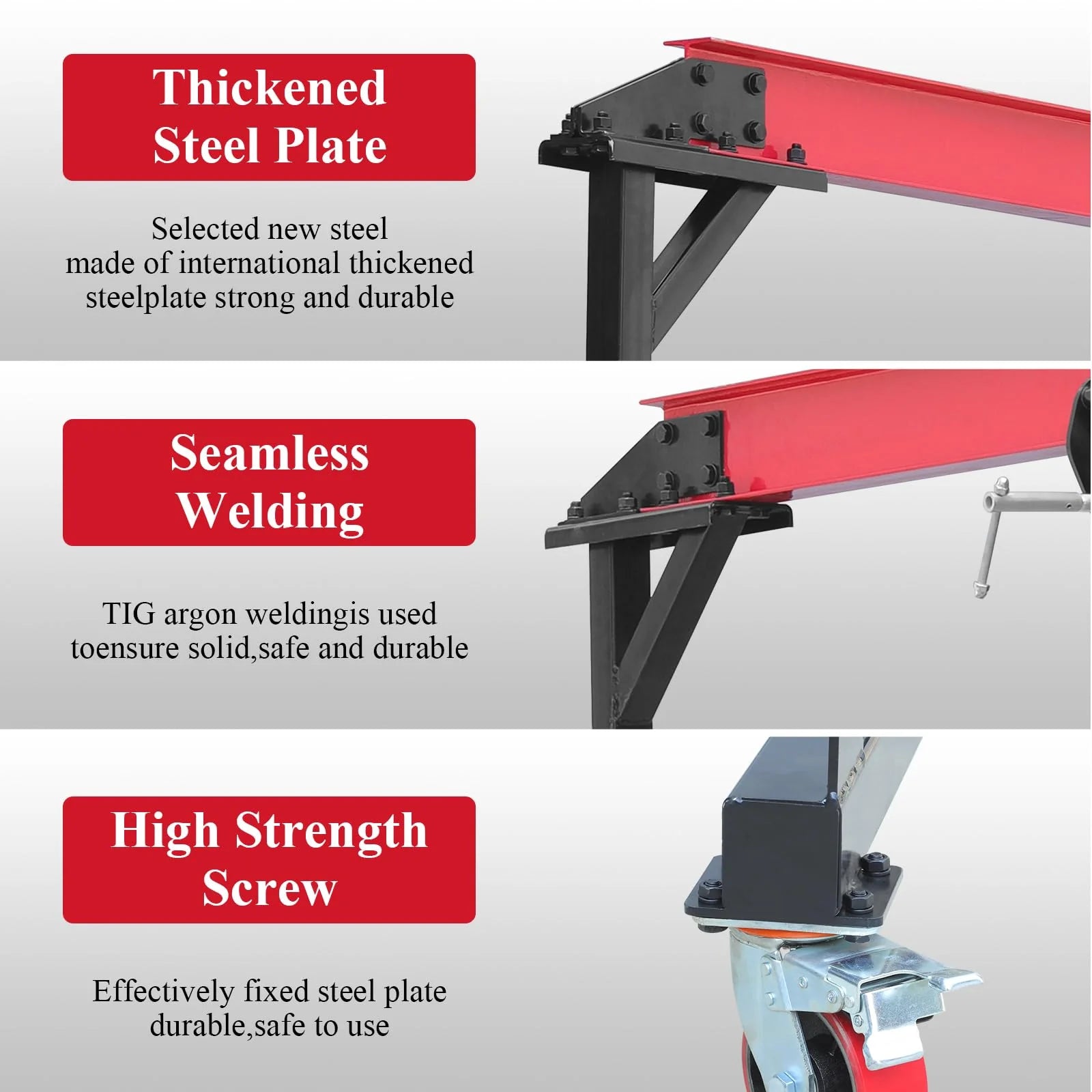 2025  1 Ton Adjustable Gantry Crane, 2200 lbs Capacity, Height Adjustable 96.5"-143.7", Portable Hoist for Factory, Construction, Warehouse, Auto Repair