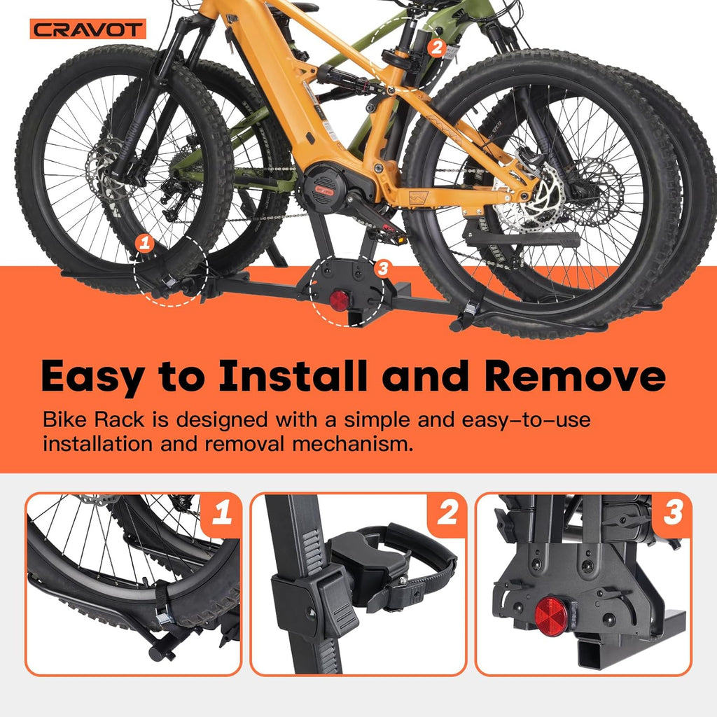 Cyberrack E2 Hitch Ebike Rack with Ramp, 200 Lbs Capacity