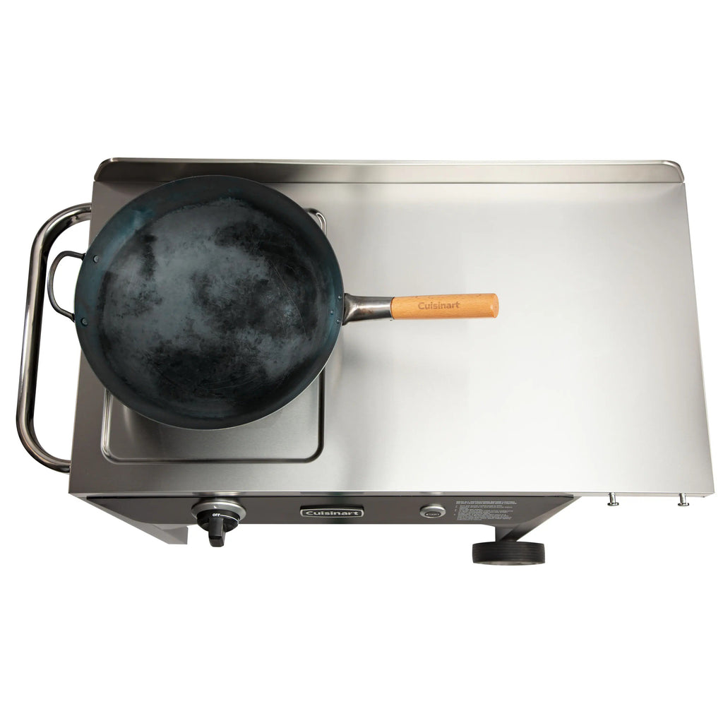 Cuisinart – Outdoor Wok Station, 50,000 BTU Propane Outdoor Wok Burner w Prep Table, 14′′ Carbon Steel Wok for Stir Fry, Searing, BBQ – Black