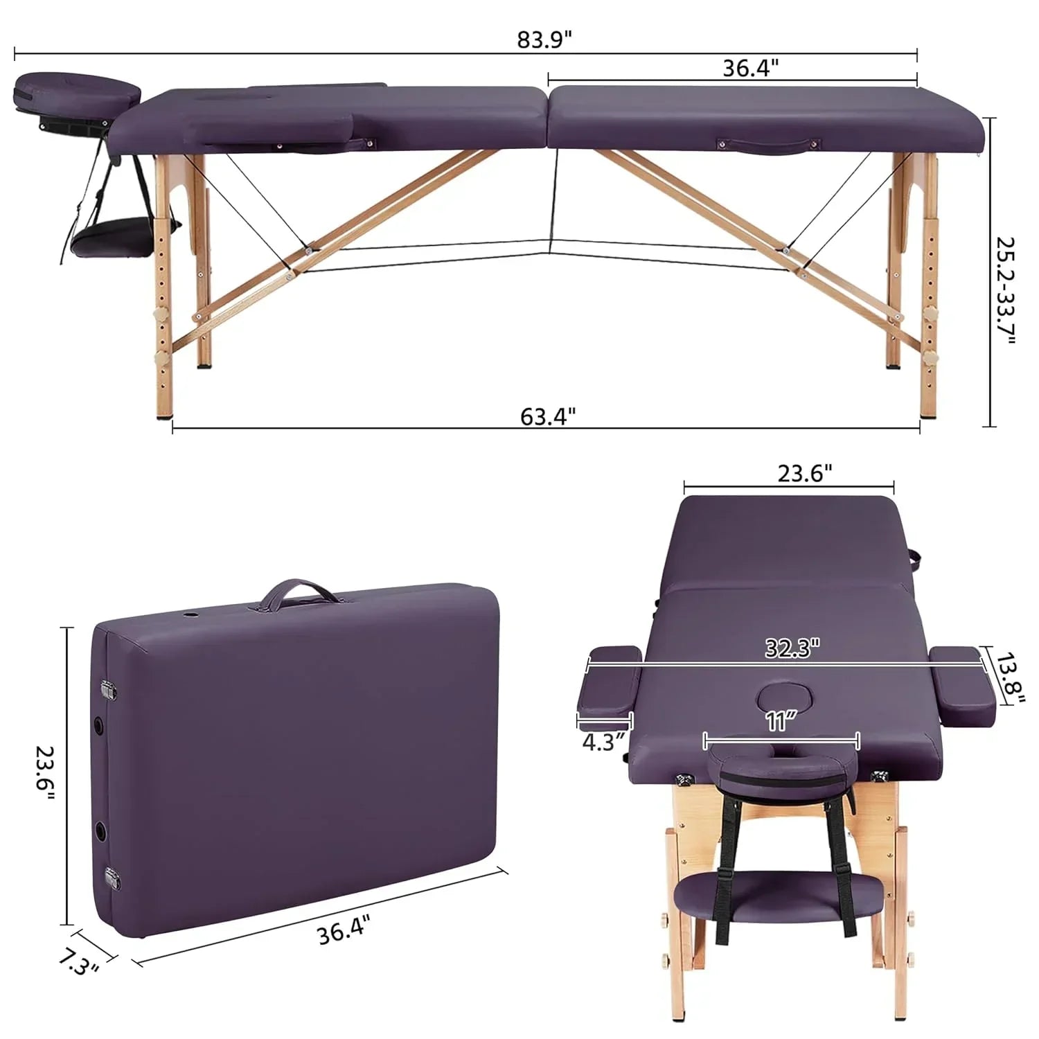 Yaheetech Massage Table Portable Lash Beds Spa Bed Massage Couch Foldable Spa Tables