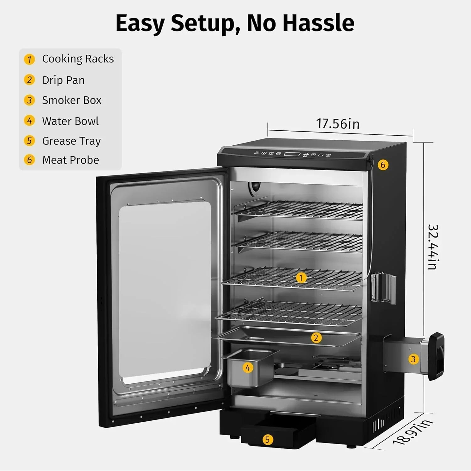 EAST OAK 30" Outdoor Electric Smoker Built-in meat probe smokes up to 6 times longer
