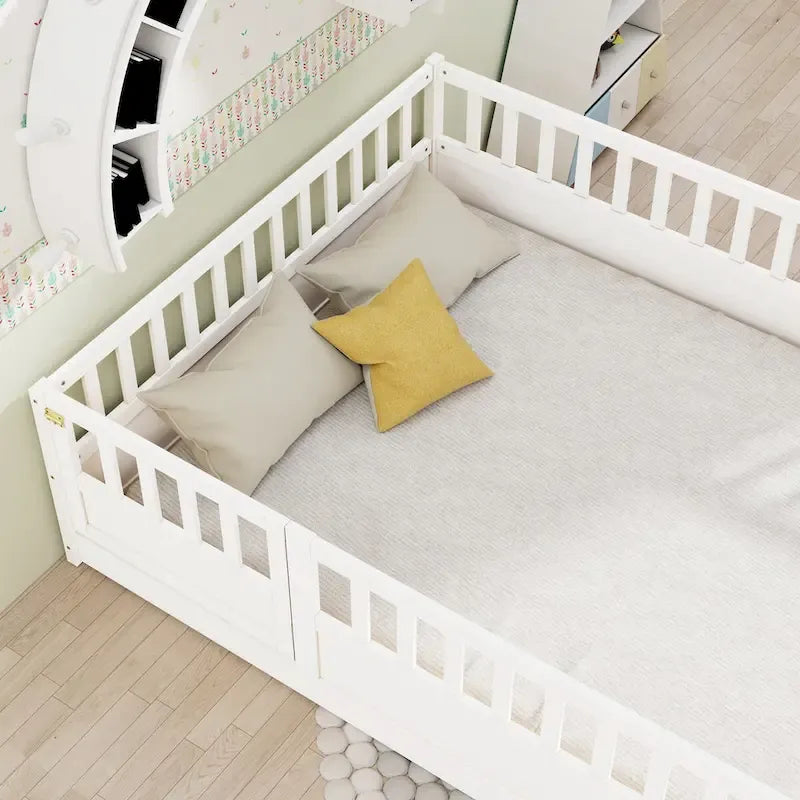 Montessori wooden children's floor bed with Support slat