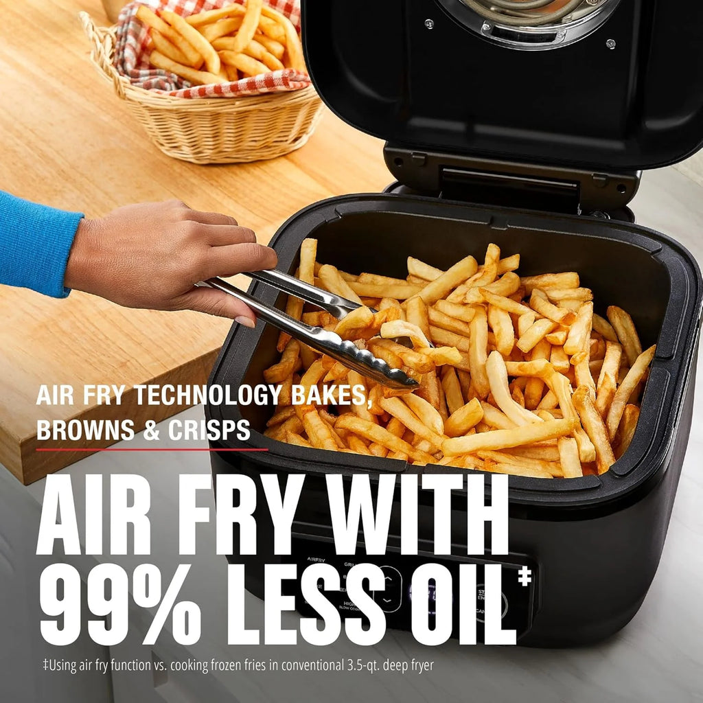 George Foreman Beyond Grill锟�?7-in-1 Electric Indoor Grill with Air Fry Technology, MCAFD800D, Black, Large