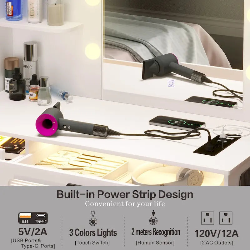 Makeup Vanity with 3 Lighting Colors