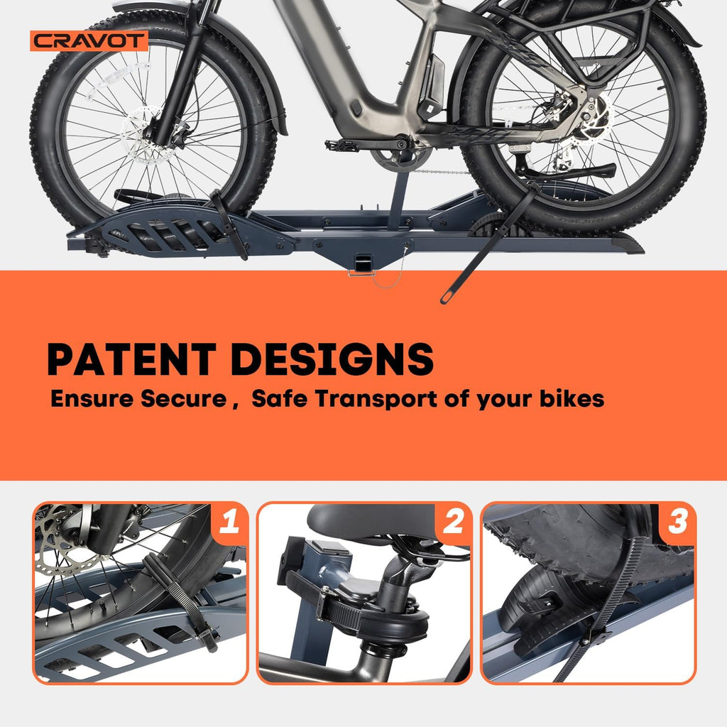 Cyberrack E2 Hitch Ebike Rack with Ramp, 200 Lbs Capacity