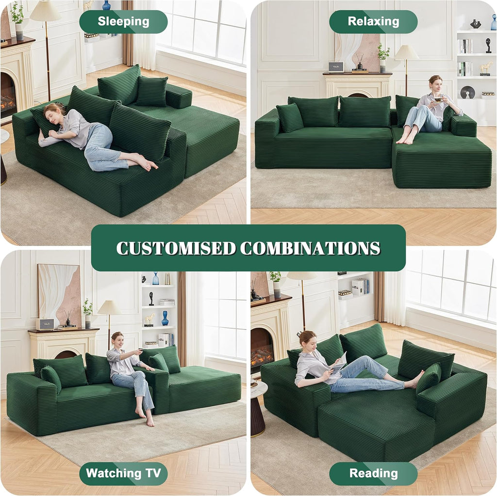 110 Cloud Sectional Couch, Boneless Sofa for Living Room Modular Sectional Sofa with Deep Seat