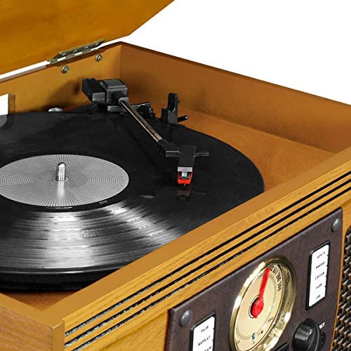 Victrola 8-in-1 Bluetooth Record Player & Multimedia Center, Built-in Stereo Speakers – Turntable, Wireless Music Streaming