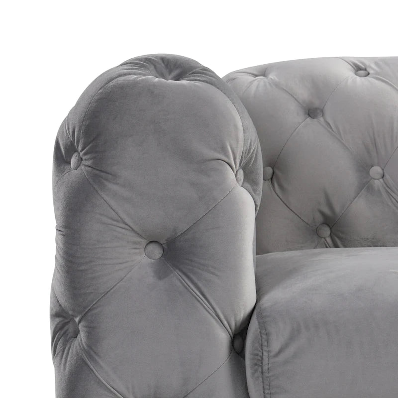Morden Fort Modern Loveseat Two-Seater Sofa with Dutch Velvet, Solid Wood Frame and Iron Legs
