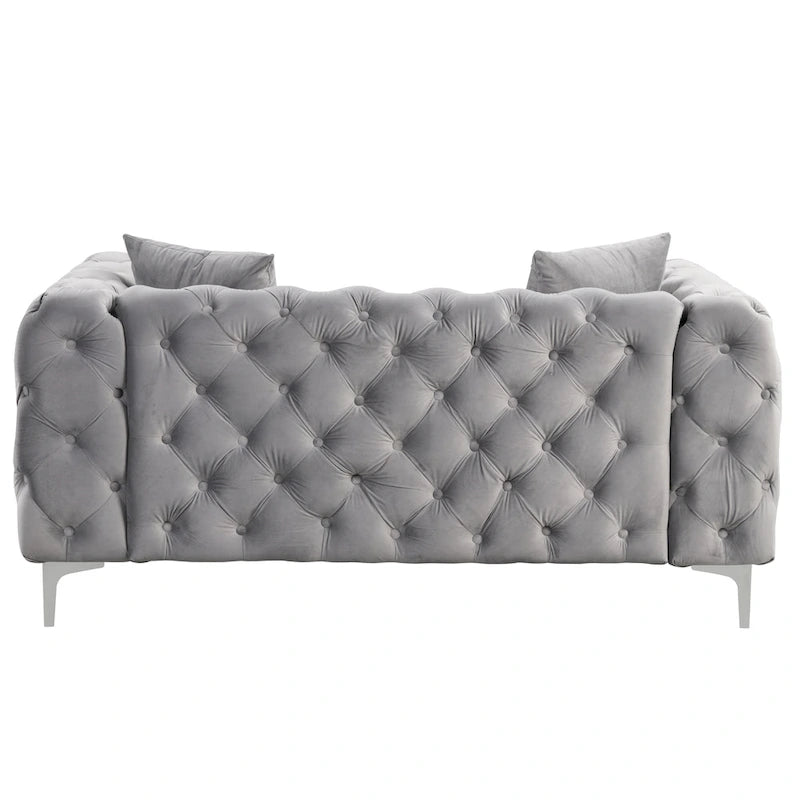 Morden Fort Modern Loveseat Two-Seater Sofa with Dutch Velvet, Solid Wood Frame and Iron Legs