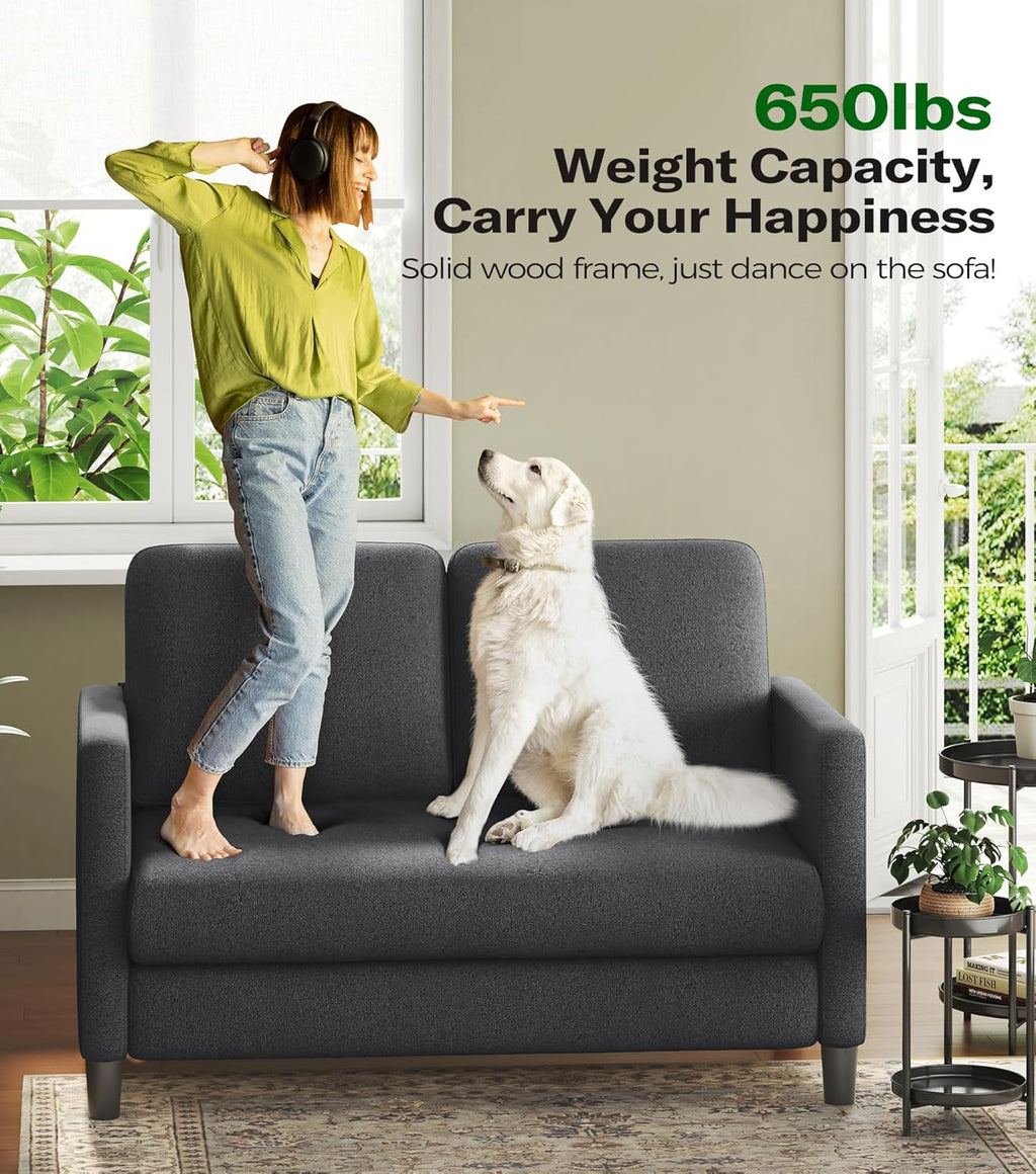 Loveseat Sofa 51" Love Seat Comfy Corduroy Small Loveseat Small Spaces Tool-Free Setup Couch