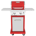 2-Burner Propane Gas Grill, Red – Stainless Steel, 28,000 BTUs, Compact Design