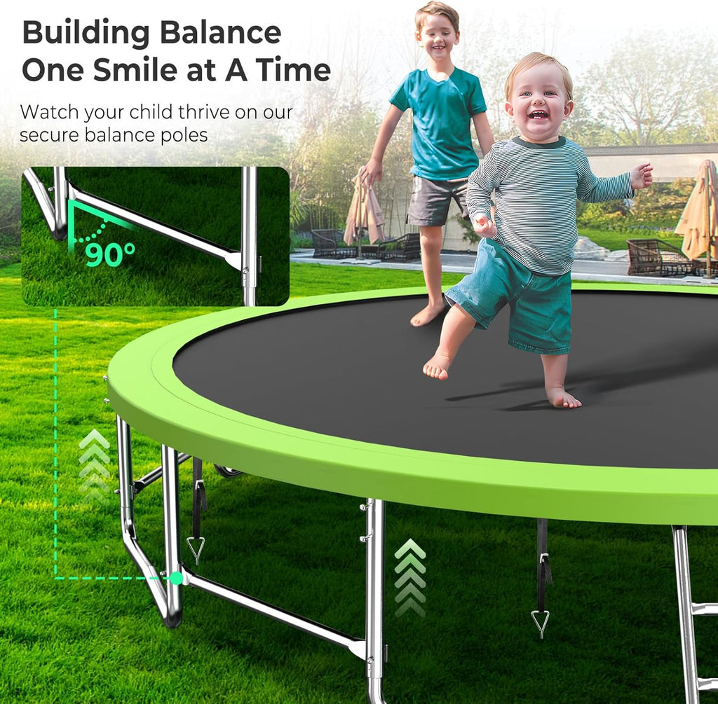 Upgraded 16Ft Trampoline with Basketball Hoop & Net
