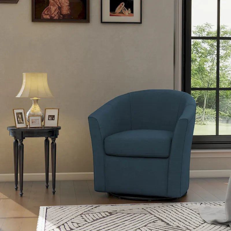 Modern Upholstered Swivel Barrel Chair Living Room Accent Chair