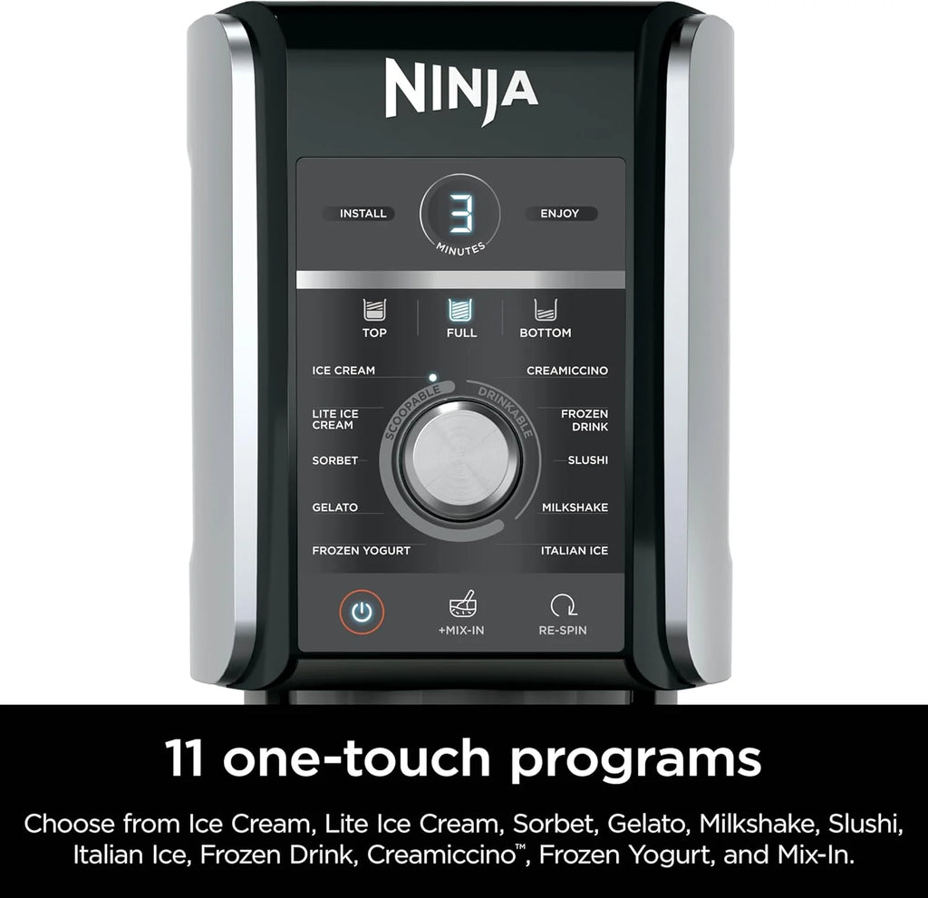 2025 NC301 CREAMi Ice Cream Maker, for Gelato, Mix-ins, Milkshakes, Sorbet, Smoothie Bowls & More, 7 One-Touch Programs, with (2) Pint Containers & Lids, Compact Size, Perfect for Kids, Silver