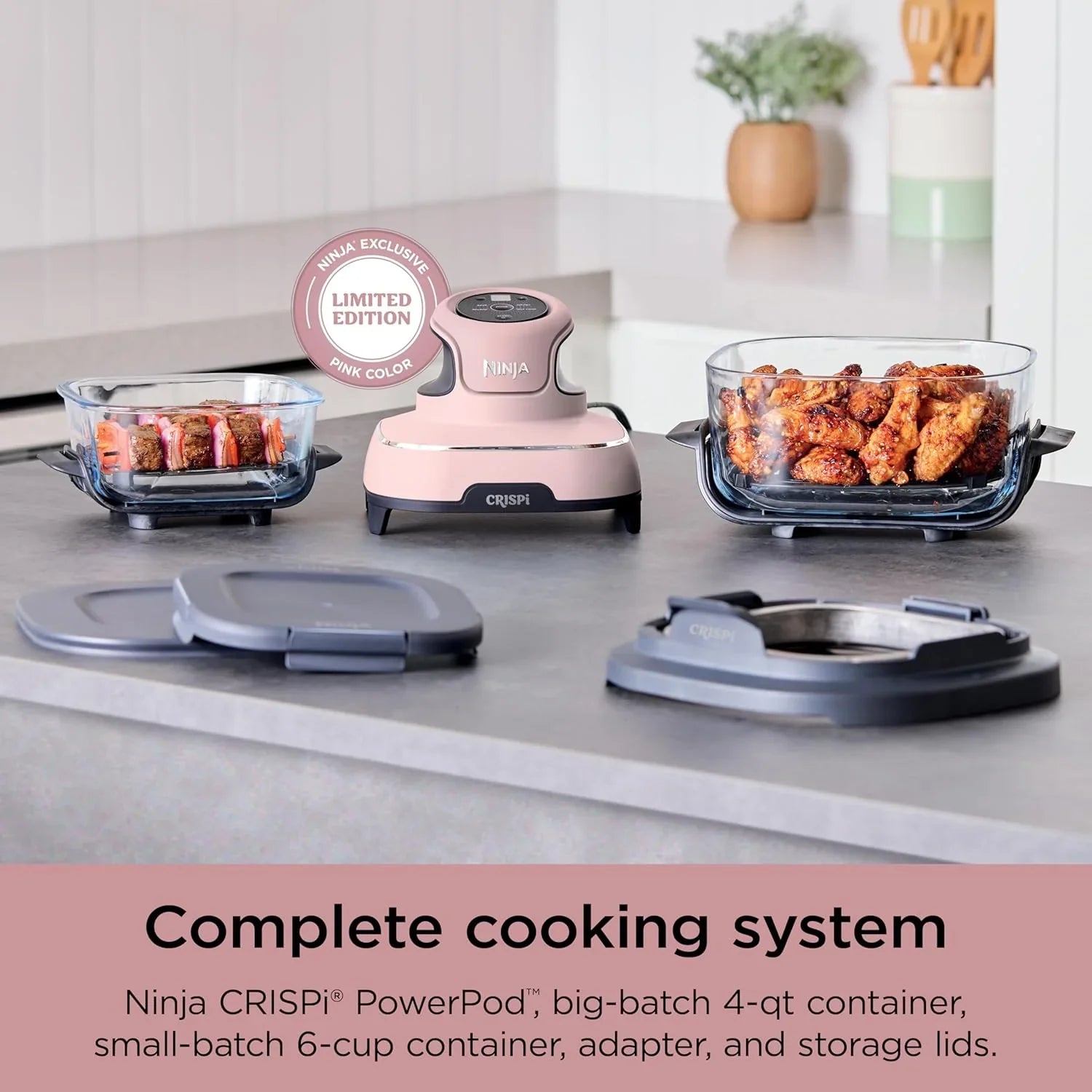 Ninja Crispi 4 in 1 Portable Glass Air Fryer Cooking System 4QT 6 Cup TempWare Glass Containers