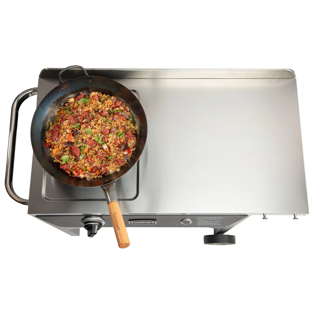Cuisinart – Outdoor Wok Station, 50,000 BTU Propane Outdoor Wok Burner w Prep Table, 14′′ Carbon Steel Wok for Stir Fry, Searing, BBQ – Black