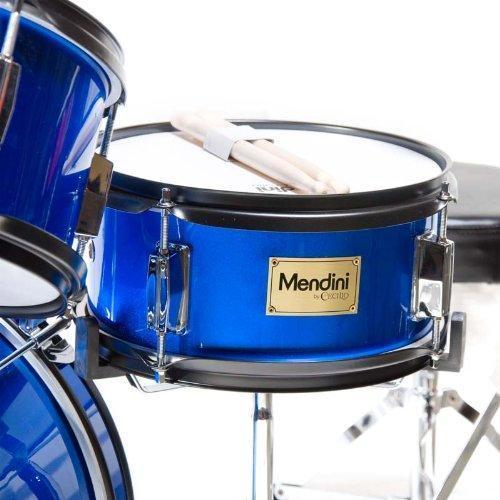 Mendini By Cecilio Drum Set For Kids/Junior &ndash; 16 Inch, 5 Piece, Blue Metallic &ndash; Starter Drums Kit w/Adjustable Throne, Cymbal, Pedal &amp; Drumsticks &ndash; MJDS 5 BL