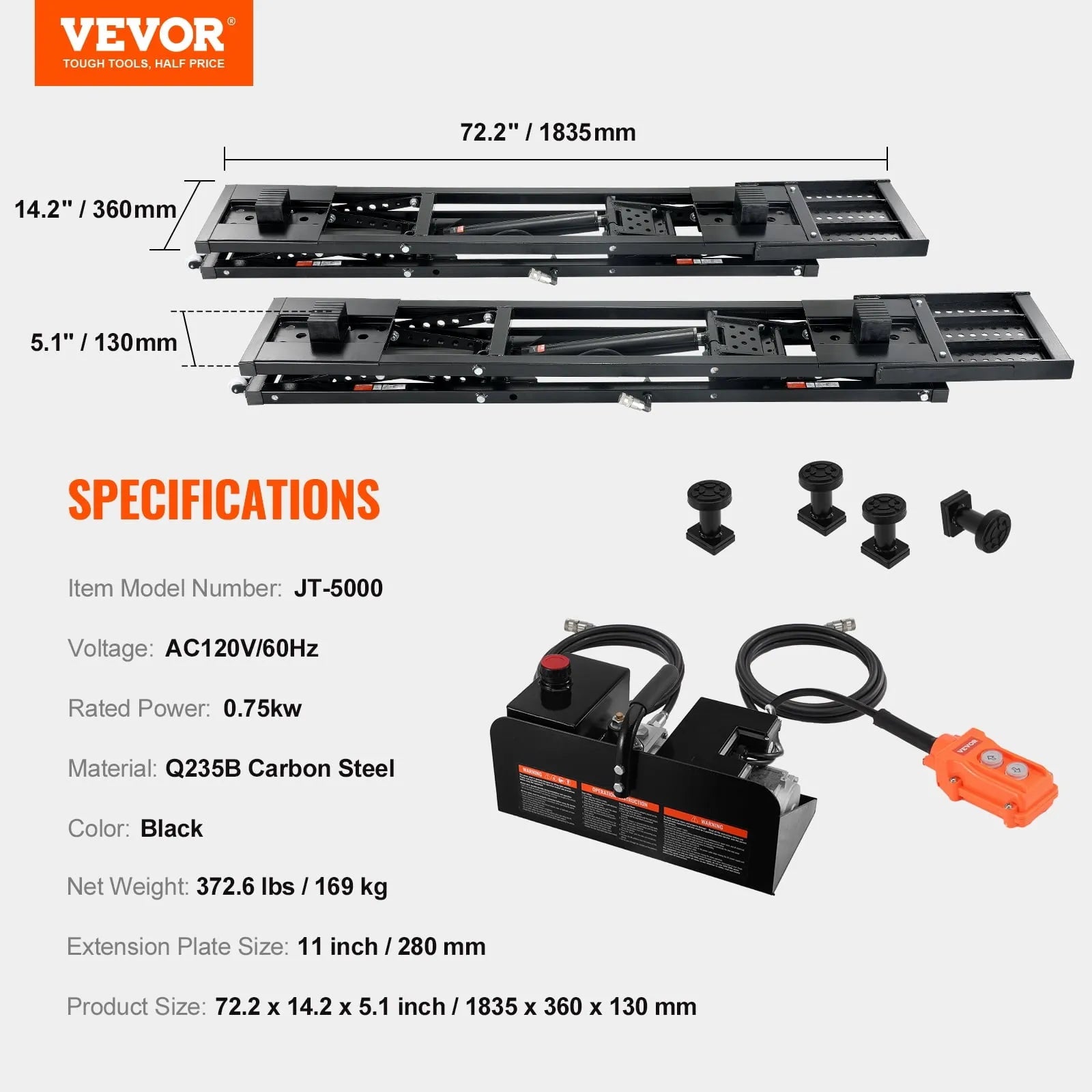 2025 Portable Car Lift 5000 LBS Automatic Car Lift System Jack for Home Garage