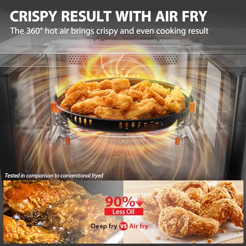 TOSHIBA Air Fryer Combo 8 in 1 Countertop Microwave Oven, with Convection, Broil, Odor Removal Mode, 12.4" Position Memory Turntable, Child Lock, 1.0 Cu.ft, Black Stainless Steel, ML2 EC10SA(BS) : Office Products
