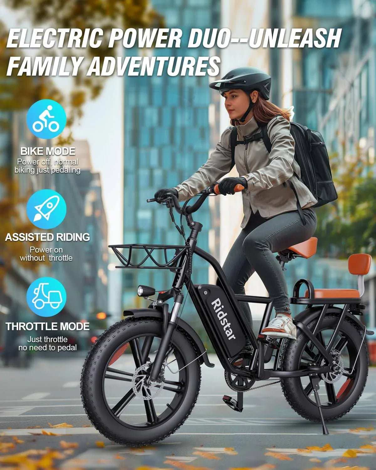 1000W Electric Bike for Adults 48V 15Ah Removable Battery Ebike 20′′ x 4.0 – 1000W