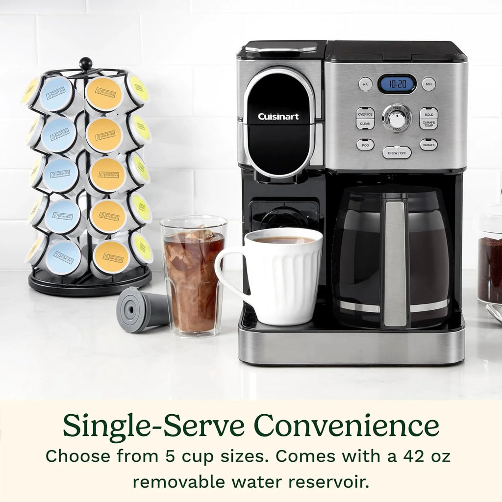Cuisinart Coffee Maker, 12 Cup Glass Carafe, Automatic Hot &amp; Iced Coffee Maker, Single Server Brewer, Stainless Steel, SS 16