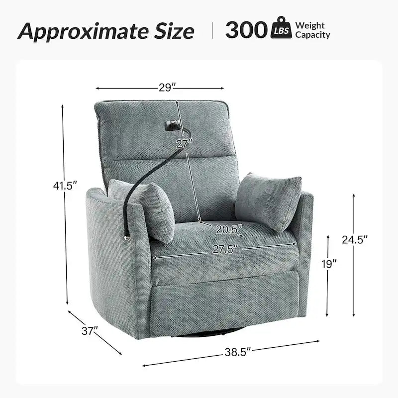 Barry Modern 38 Power Rocking Swivel Nursery Recliner with USB Ports by HULALA HOME