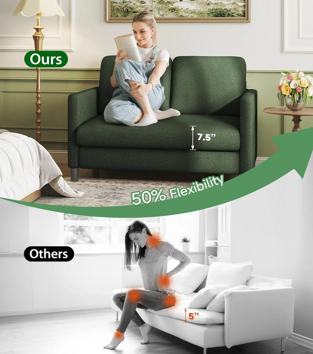 Loveseat Sofa 51" Love Seat Comfy Corduroy Small Loveseat Small Spaces Tool-Free Setup Couch