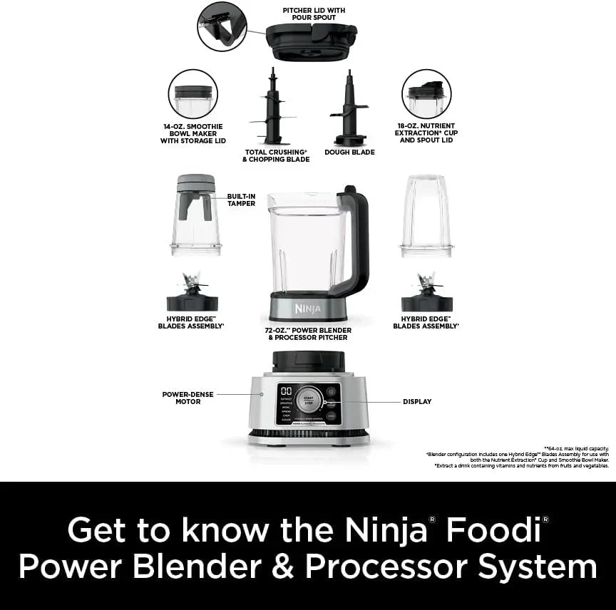 Ninja Mixer and Food Processor Combination Bowl 6 Features 72 Ounce Pitcher