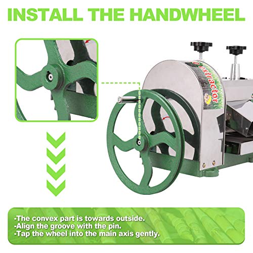 TRY YEAN Manual Sugarcane Juice Machine, Professional Stainless Steel Sugar Cane Juicer, 110LBS Output per Hour with 2 Inch Large Inlet Extractor, Handwheel Sugar Canes Squeezer for Commercial Home: Home &amp; Kitchen