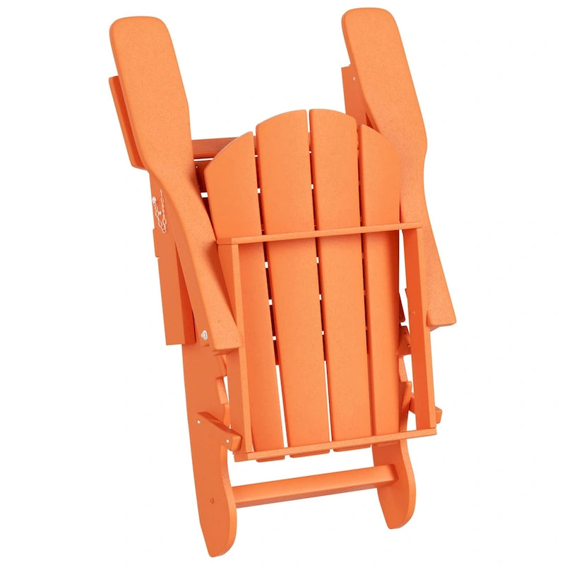 Polytrends Laguna Hdpe All Weather Outdoor Patio Foldable Adirondack Chair With Ottoman And Side Table (3-Piece Set)