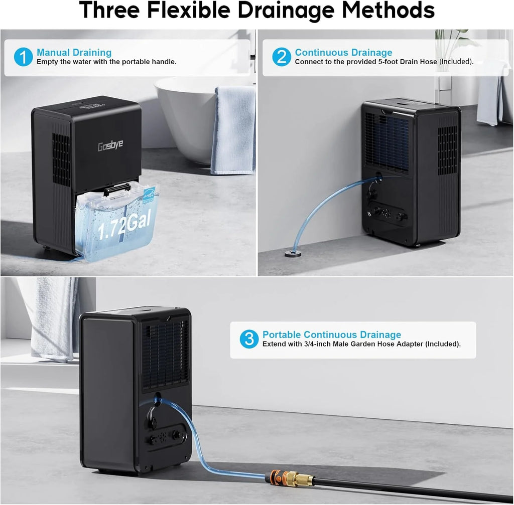 4500 Sq.Ft. Most Efficient Energy Star 2024 Dehumidifier for Basement with Drain Hose, Max 115 Pints/D Dehumidifier for Large Room, [45dB Quiet Compressor], Easy Drainage, Auto-restart, Black