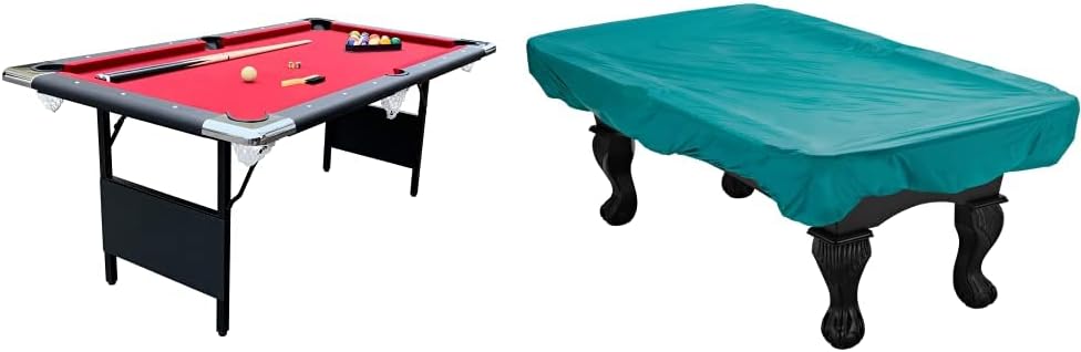 2025 Hathaway Fairmont 6 Ft Portable Pool Table, Adults Folding Billiards Tables for Game Room with Easy Foldable Storage, Includes Full Set of Billiard Balls, Cues, Chalk & Brush