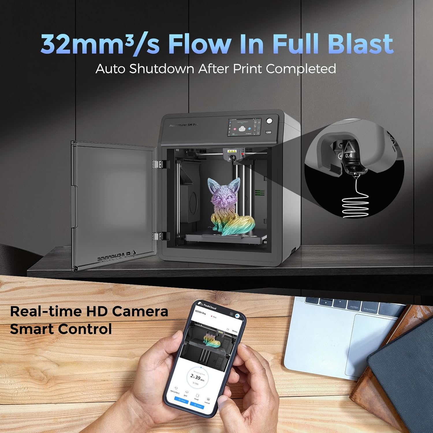 Adventurer 5M 3D Printer - High-Speed FDM with Auto Leveling