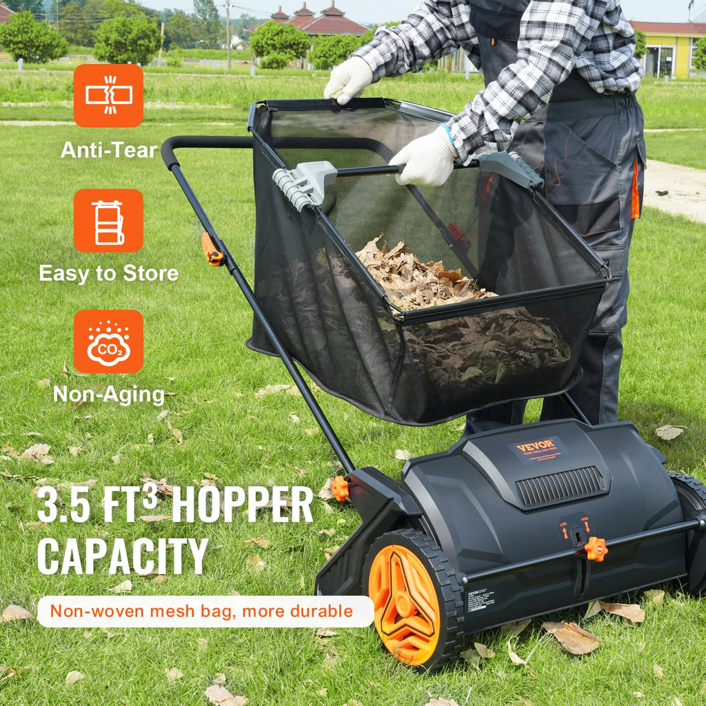 2025 Push Lawn Sweeper, 21 Inch Leaf & Grass Collector