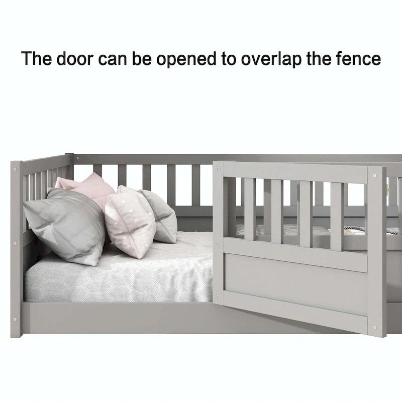 Montessori wooden children's floor bed with Support slat