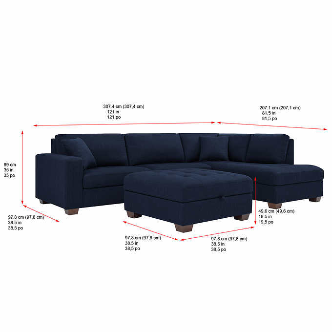 2025 Thomasville Tisdale Fabric Sectional with Storage Ottoman
