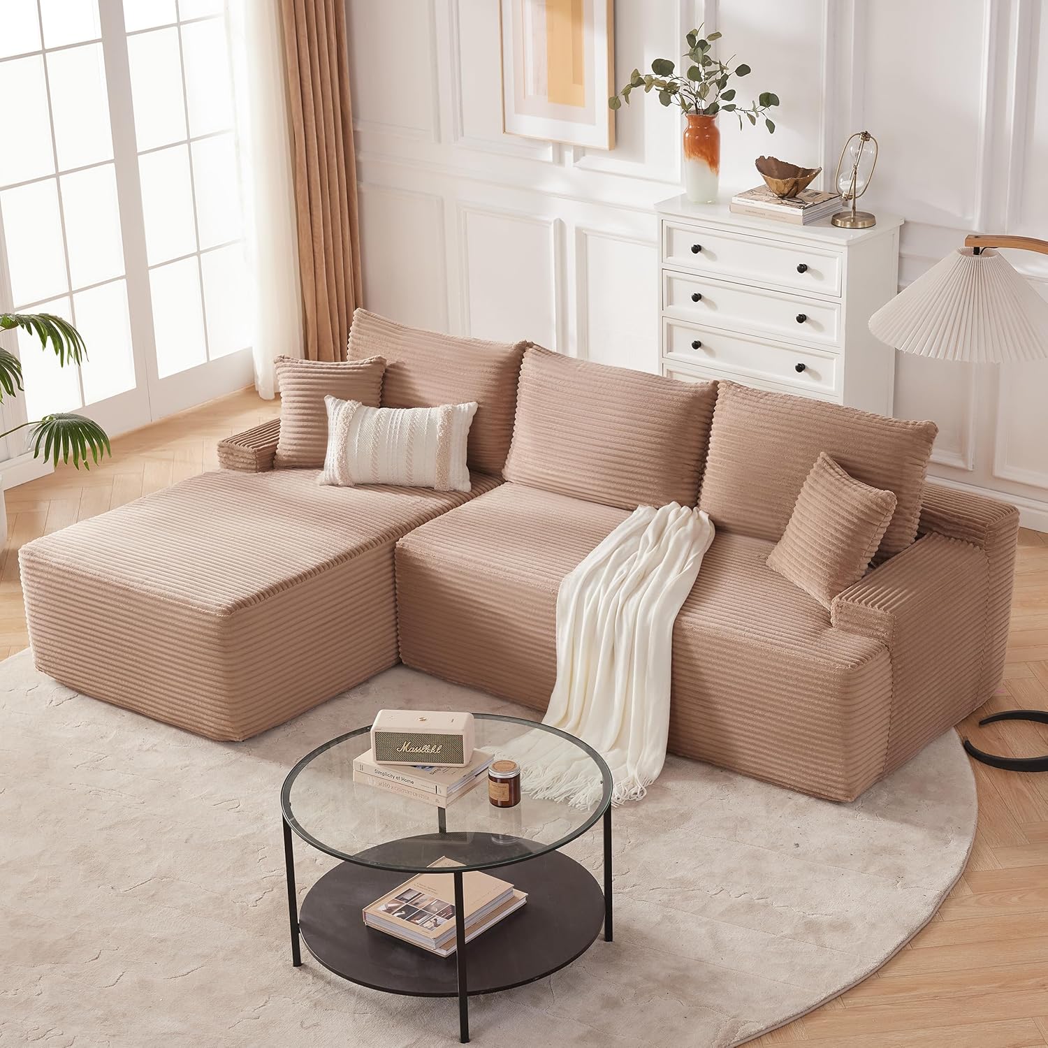 110 Cloud Sectional Couch, Boneless Sofa for Living Room Modular Sectional Sofa with Deep Seat