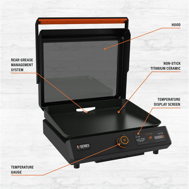 2025 Blackstone E-Series 17" Electric Tabletop Griddle with Hood, Black