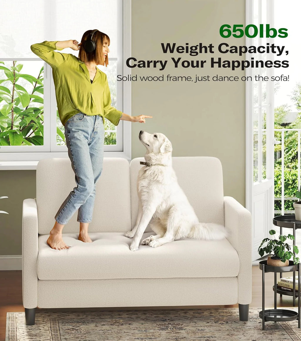 Loveseat Sofa 51" Love Seat Comfy Corduroy Small Loveseat Small Spaces Tool-Free Setup Couch