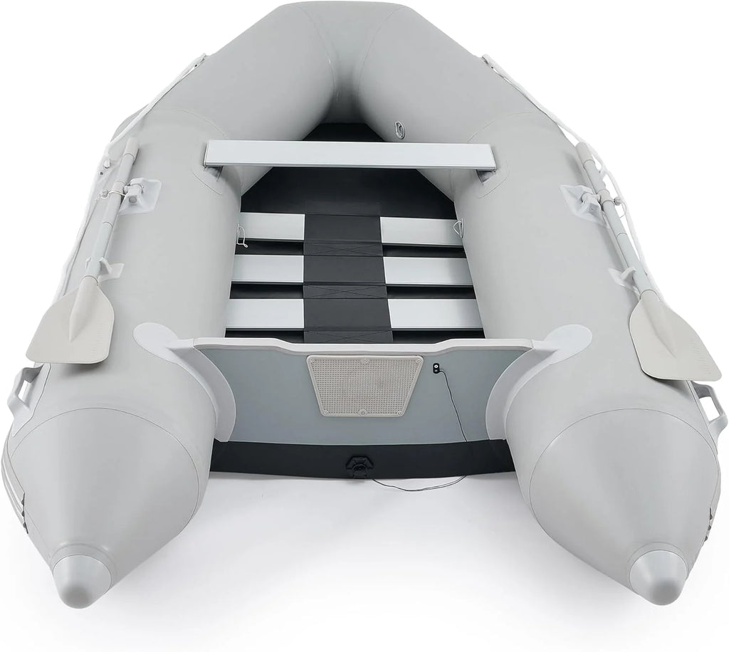 7.5ft Inflatable Dinghy Boat, 2 Person 660lb Transom Sport Tender Boat with Pump Aluminum Oars Floor, Heavy Duty Inflatable Raft Kayak for Adults