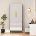 Wardrobe Closet Armoire with 2 Doors Wooden Clothes Storage Cabinet