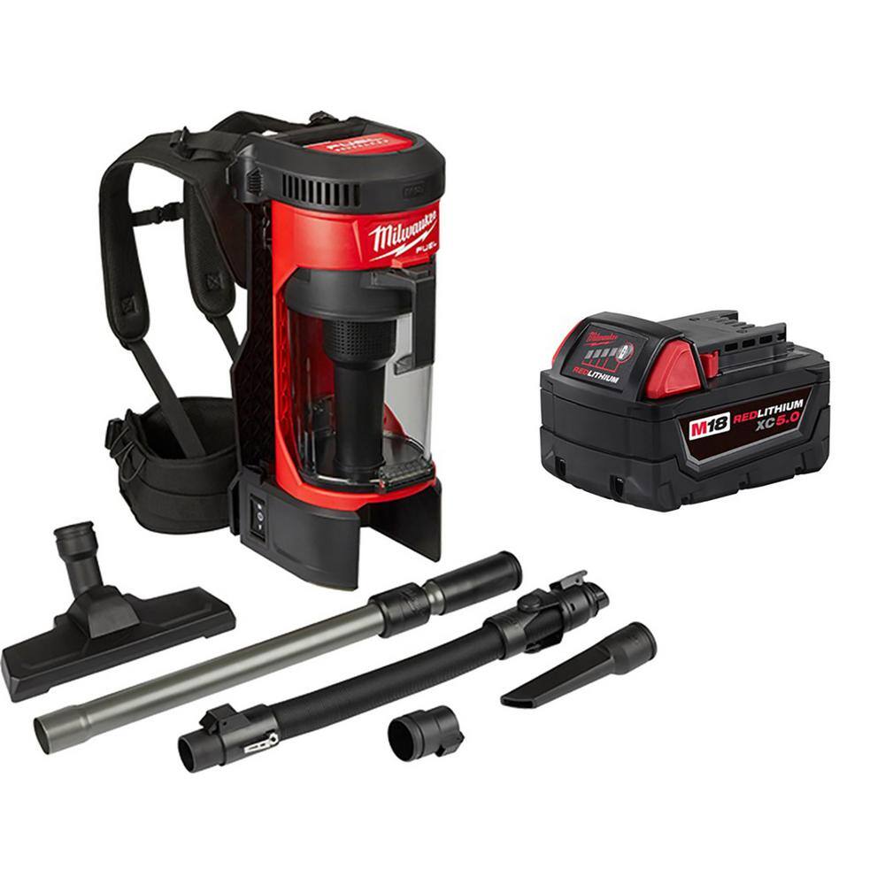 0885-20-48-11-1850 M18 FUEL 1 Gal. 18-Volt Lithium-Ion Brushless Cordless 3-in-1 Backpack Vacuum W/ 5.0Ah Battery