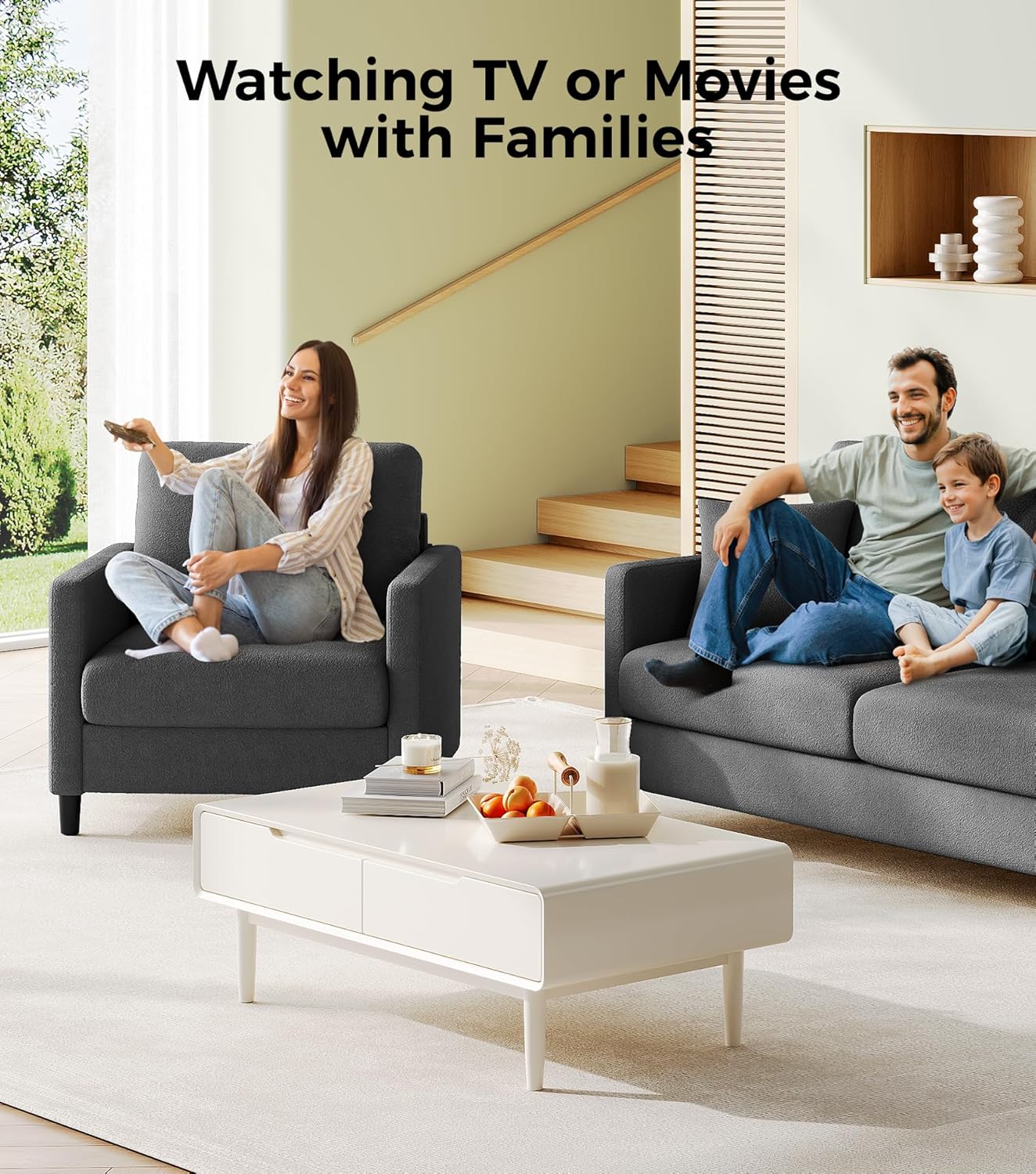 Loveseat Sofa 51" Love Seat Comfy Corduroy Small Loveseat Small Spaces Tool-Free Setup Couch