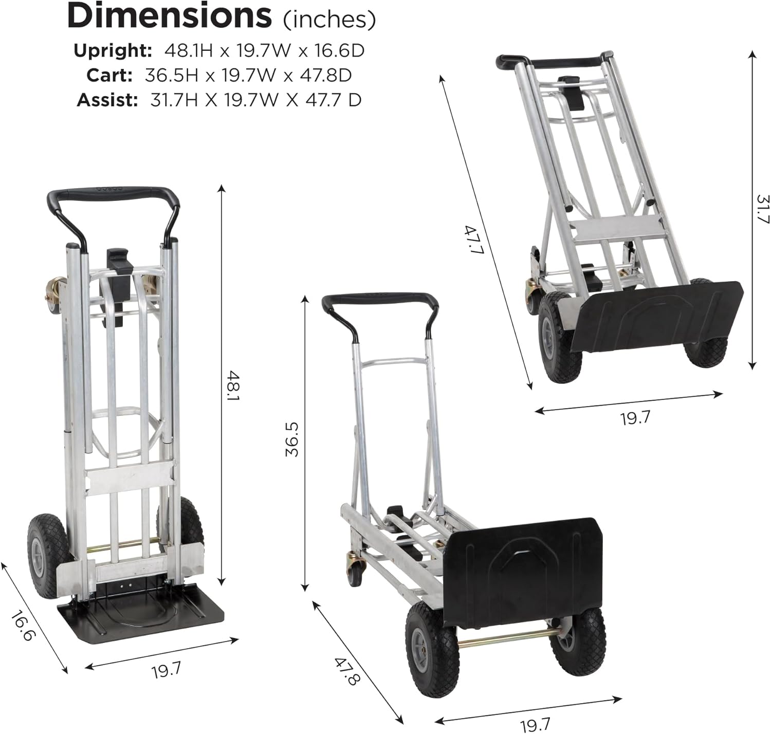 2025 4-in-1 Folding Series Hand Truck with Flat-Free Wheels