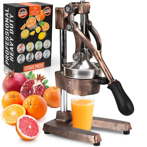Zulay Kitchen Cast Iron Orange Juice Squeezer   Heavy Duty, Easy to Clean, Professional Citrus Juicer   Durable Stainless Steel Lemon Squeezer   Sturdy Manual Citrus Press &amp; Orange Squeezer (Copper): Home &amp; Kitchen